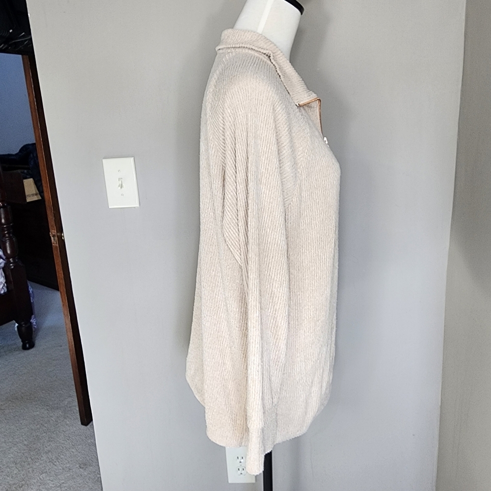 Adyson Parker cream ribbed long sleeve quarter zip top Women's size large - Picture 4 of 16